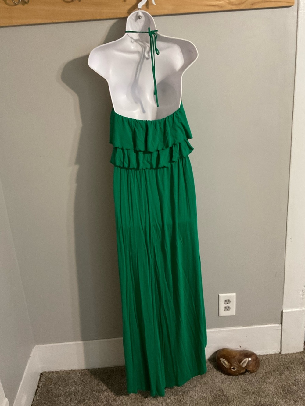 Mossimo Supply Co. Vibrant Green Halter High-Low Ruffle Bodice Maxi Dress- Large - Picture 3 of 7